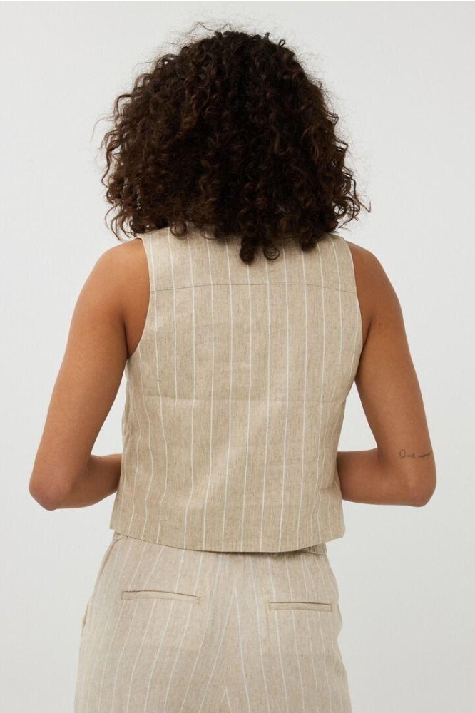 GILET LINEN STRIPE SP25 17006 180 sand